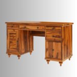Arjun Rustic Solid Wood Computer Desk with Storage | Wooden Office Desk India - Image 3