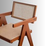 Kaira CaneCraft Walnut Wood Armchair | Solid Wood Cane Chair India - Image 2