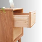 Elara CaneCraft Solid Wood Bedside Table with Dual Drawer Storage - Image 2