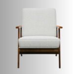 Elara Nordic Solid Wood Lounge Armchair with Fabric Cushion - Image 7