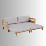 Aarvique RattanLuxe Solid Wood Sofa Bed & Lounger - Image 2
