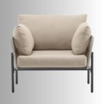 Solara Handwoven Rope Iron Lounge Chair – Beige Comfort Edition - Image 2