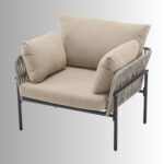 Solara Handwoven Rope Iron Lounge Chair – Beige Comfort Edition - Image 3