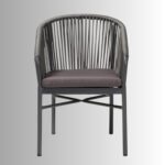 UrbanWeave Porto Rope Outdoor Dining Chair – Grey Metal Frame with Cushion - Image 2