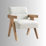 Elara Curve Teakwood Upholstered Accent Chair | Premium Wooden Arm Chair - Image 3