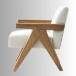 Elara Curve Teakwood Upholstered Accent Chair | Premium Wooden Arm Chair - Image 5