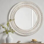 Aurelia Hand-Carved Round Wall Mirror (100 cm)