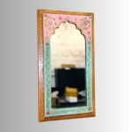 Blushara Handcrafted Wooden Wall Mirror in Blush Pink Finish | Made in India - Image 4