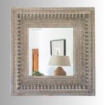 Aarvika Grey Hand-Carved Solid Wood Mirror (153 cm) - Image 4