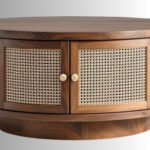 Canova Handcrafted Round Wooden Coffee Table with Cane Panels | Made in India - Image 2