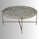 Ivory Crest Round Bone Inlay Coffee Table (90 cm) - Image 4