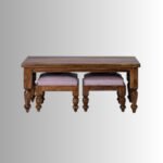 Rajwara Duo Solid Sheesham Coffee Table Set (with 2 Stools) - Image 5