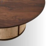 Canova Rattan Drum Solid Wood Coffee Table (100 cm) - Image 3