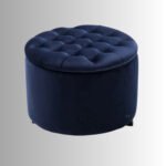 ZARIN Luxe Velvet Storage Pouf – Solid Wood Tufted Round Ottoman (20 Inch) - Image 3
