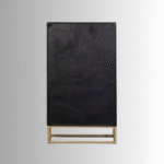 Aurevia Arc Hand-Carved Solid Wood Storage Cabinet | Modern Luxury Wooden Almirah with Metal Base - Image 6