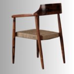 Aranya Solid Wood Rope Arm Chair – Handcrafted Wooden Accent Chair for Living & Dining - Image 2