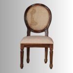 VIRAASAT Solid Wood Cane Chair with Upholstered Seat | Handcrafted Wooden Chair India - Image 5