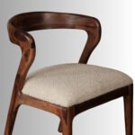 Arlo Bouclé Solid Wood Accent Chair – Handcrafted Designer Chair for Living & Dining Spaces - Image 2