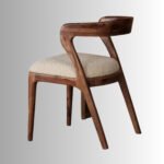 Arlo Bouclé Solid Wood Accent Chair – Handcrafted Designer Chair for Living & Dining Spaces - Image 4