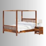 Heritage Royale Solid Sheesham Wood Four Poster Bed – Handcrafted Luxury Canopy Bed for Indian Homes - Image 2