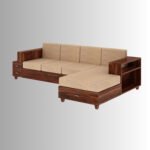 Arjun Elite Solid Wood 4 Seater L-Shape Sofa with Storage (Natural Finish) - Image 5