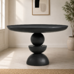 Orbis Noir Round Solid Wood Dining Table (122 cm)