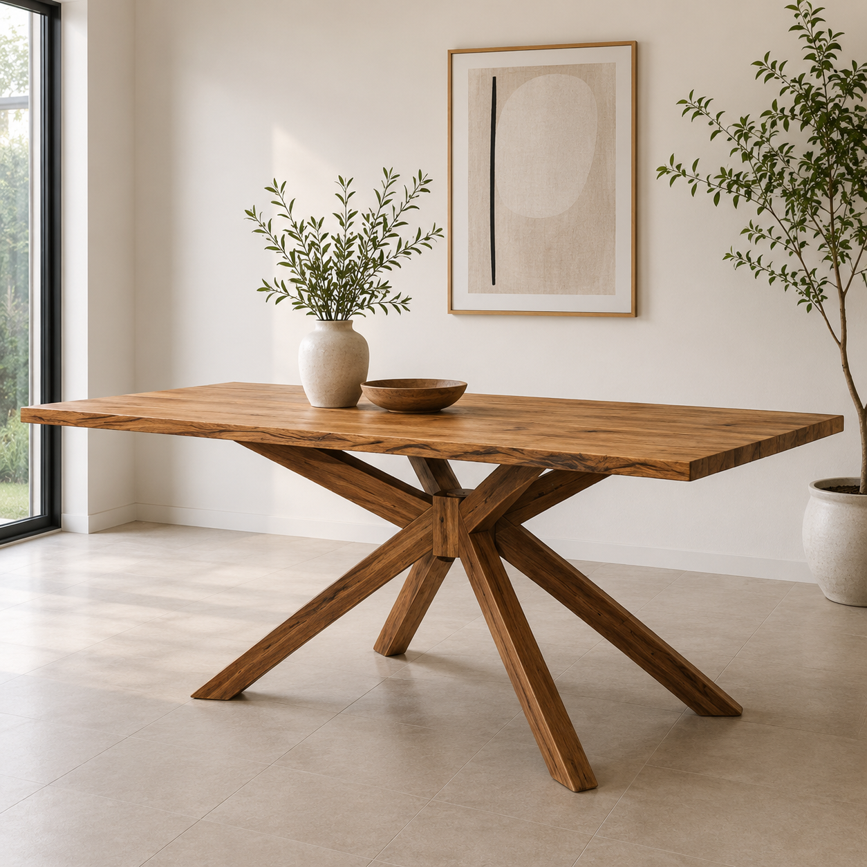 ChatGPT Image Aug 21, 2026, 10_58_12 PM Aurelio Cross Solid Wood Dining Table (190 cm) - Image 1