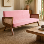 Aarohi CaneCraft Solid Wood Sofa with Upholstered Seating