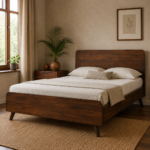 Aristo Sheesham Solid Wood Bed with Sleek Headboard – Queen & King Size Bed for Modern Indian Bedrooms