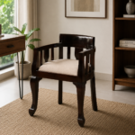 Arnav Solid Wood Upholstered Accent Chair – Handcrafted Living Room Chair