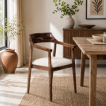 Aarav Luxe Solid Wood Boucle Arm Chair | Handcrafted Designer Accent Chair for Living Room