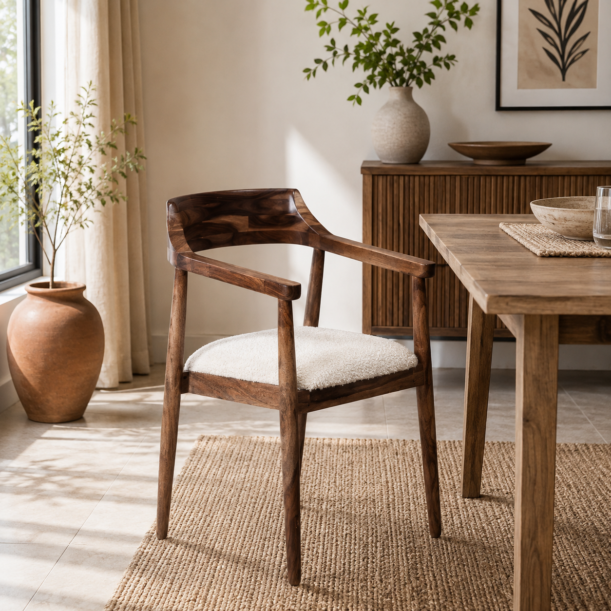 ChatGPT Image Aug 31, 2026, 10_34_37 PM Aarav Luxe Solid Wood Boucle Arm Chair | Handcrafted Designer Accent Chair for Living Room - Image 1