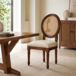 VIRAASAT Solid Wood Cane Chair with Upholstered Seat | Handcrafted Wooden Chair India