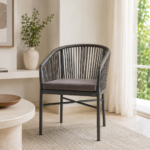 UrbanWeave Porto Rope Outdoor Dining Chair – Grey Metal Frame with Cushion