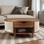 Ravello Handcrafted Mango Wood & Rattan Coffee Table in Honey Finish | Made in India - Image 2