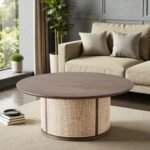 Canova Rattan Drum Solid Wood Coffee Table (100 cm)