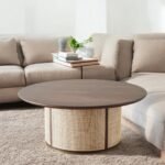 Canova Rattan Drum Solid Wood Coffee Table (100 cm) - Image 2