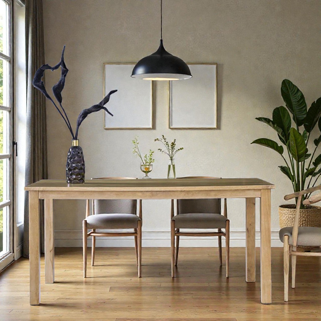 DLC125 (3) (41) Kanav Aura Solid Wood Dining Table (6 Seater) - Image 1