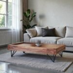 Aurex Sheesham Wood Coffee Table with Metal Base