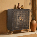 Astra Noir Solid Mango Wood Storage Cabinet | Handcrafted Black Wooden Cabinet India