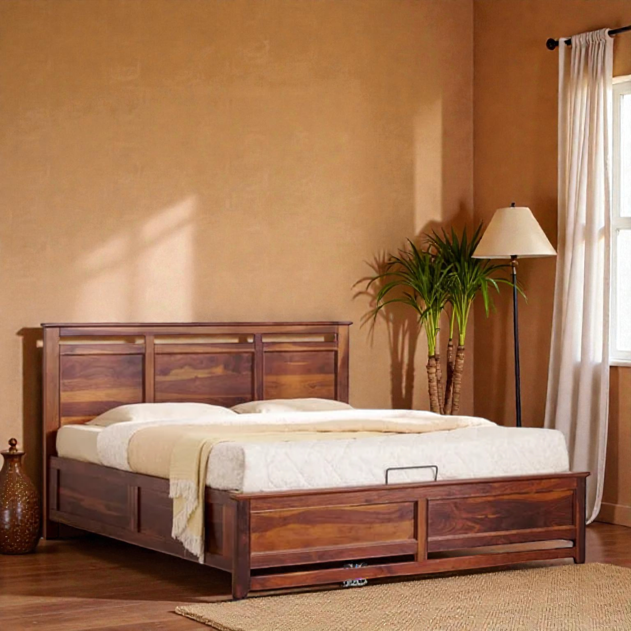 DLC125 (3) (83) Aarav Luxe Hydraulic Storage Bed – Solid Sheesham Wood - Image 1