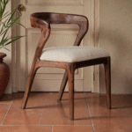 Arlo Bouclé Solid Wood Accent Chair – Handcrafted Designer Chair for Living & Dining Spaces