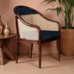 Aria Solid Wood Rattan Accent Chair | Handcrafted Wooden Chair India