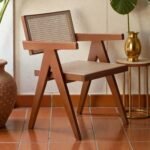 Kaira CaneCraft Walnut Wood Armchair | Solid Wood Cane Chair India
