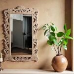 Rajwada Heritage Carved Jharokha Wall Mirror | Antique Mango Wood Mirror India - Image 3