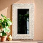 Aranya Crest Hand-Carved Mango Wood Wall Mirror - Image 2