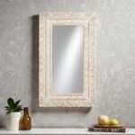 Aranya Crest Hand-Carved Mango Wood Wall Mirror - Image 4