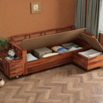 Arjun Craft L-Shape Solid Wood Storage Sofa Set | Wooden Corner Sofa India - Image 2