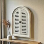 Arched Shutter Solid Wood Wall Mirror (22 x 16 Inches)