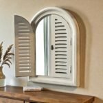Arched Shutter Solid Wood Wall Mirror (22 x 16 Inches) - Image 2